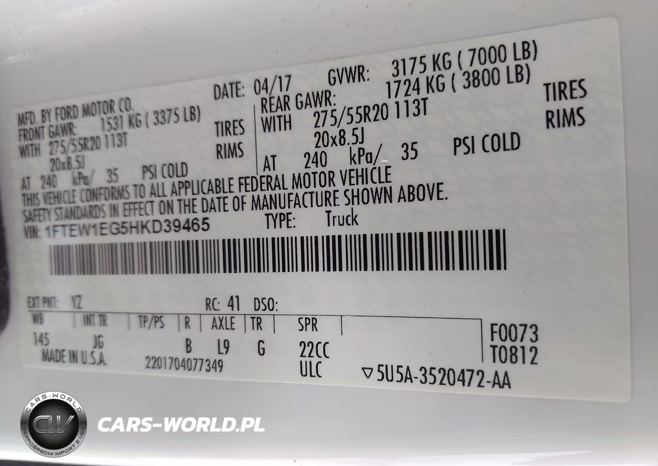 2017 Ford F-150 Xl VIN:1FTEW1EG5HKD39465 - 9
