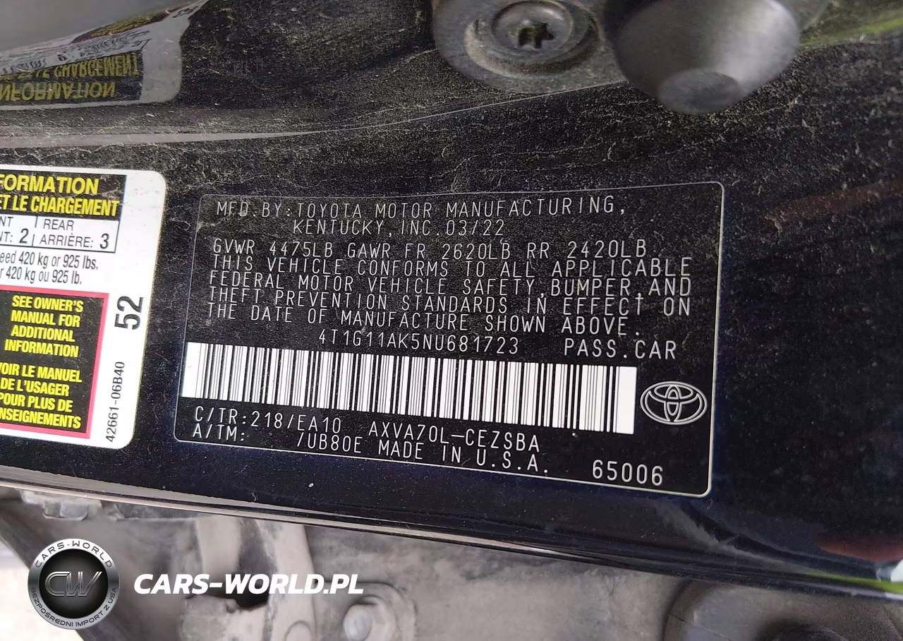 2022 Toyota Camry Se VIN:4T1G11AK5NU681723 - 9
