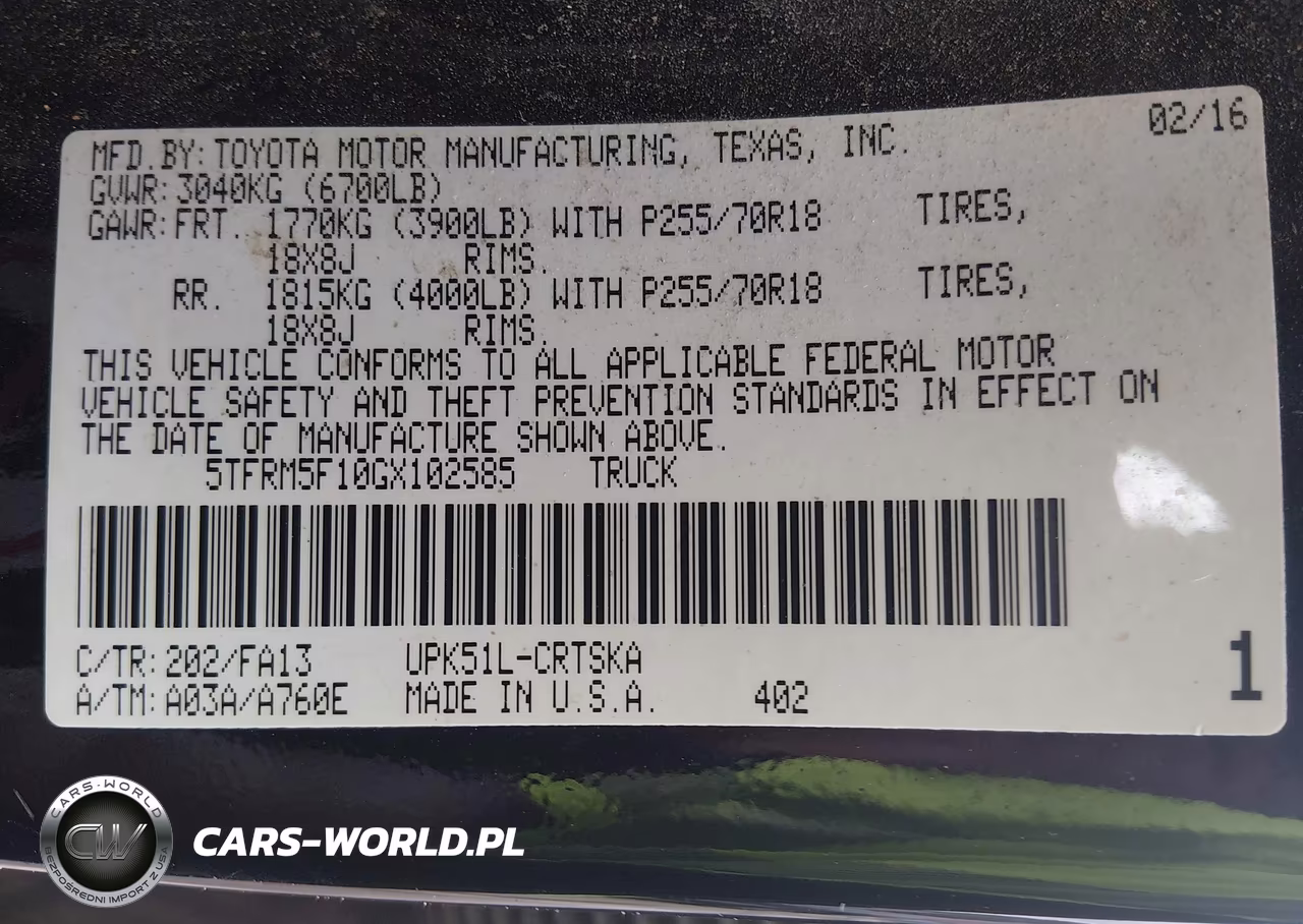 2016 Toyota Tundra Sr 4.6L V8 VIN:5TFRM5F10GX102585 - 9