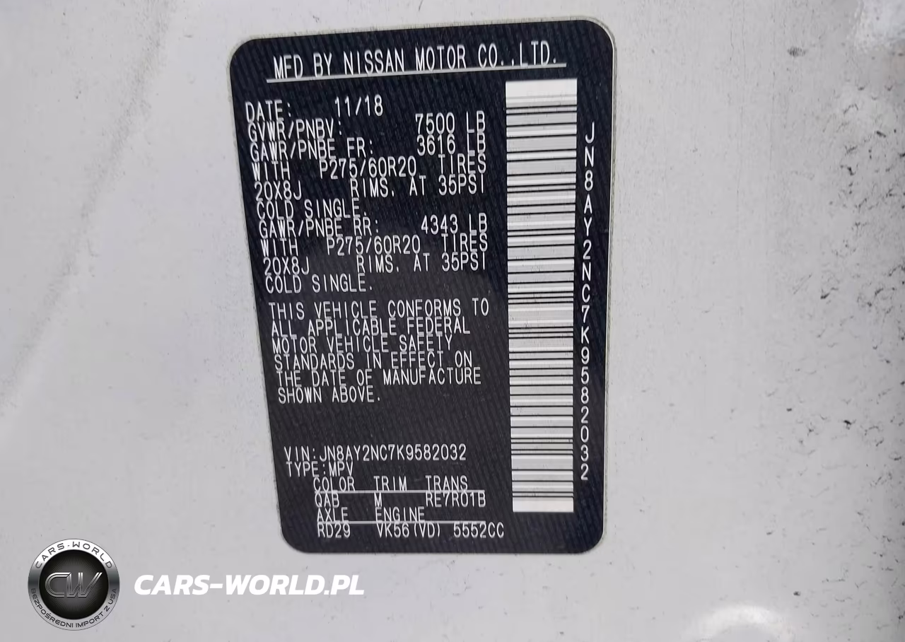 2019 Nissan Armada Sl VIN:JN8AY2NC7K9582032 - 9
