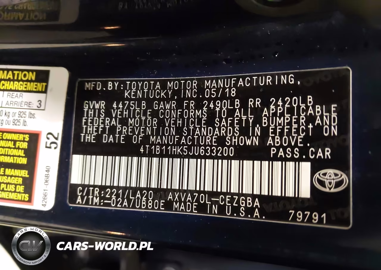 2018 Toyota Camry Xle VIN:4T1B11HK5JU633200 - 9