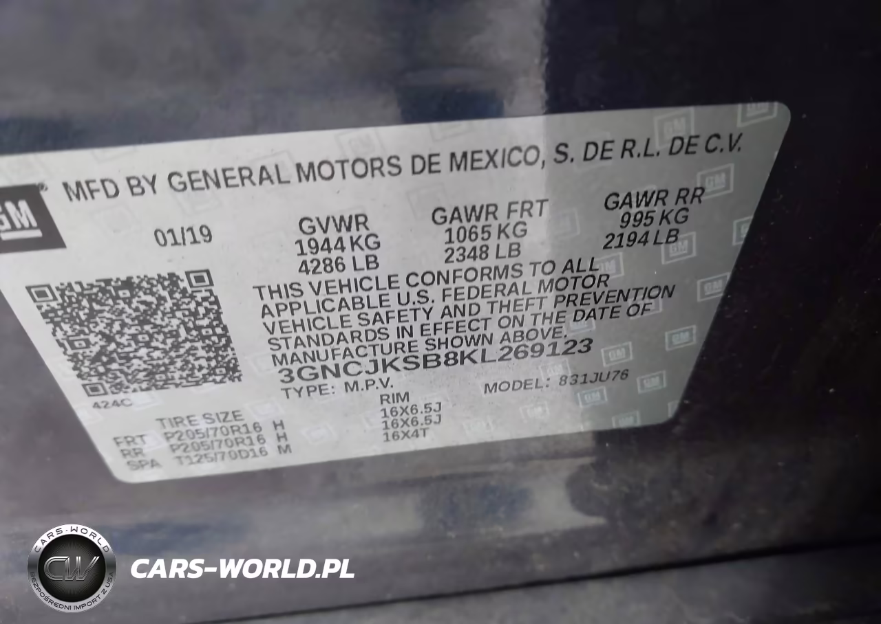 2019 Chevrolet Trax Ls VIN:3GNCJKSB8KL269123 - 9