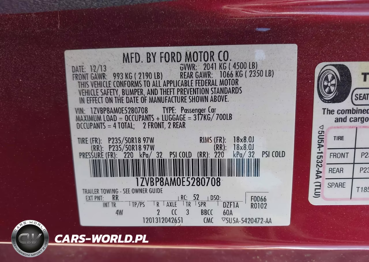 2014 Ford Mustang V6 Premium VIN:1ZVBP8AM0E5280708 - 9