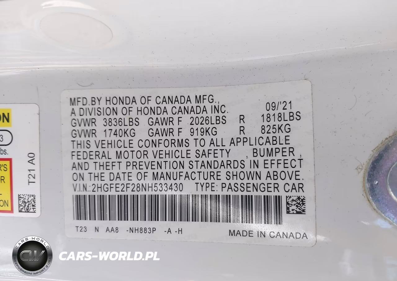 2022 Honda Civic Lx VIN:2HGFE2F28NH533430 - 9