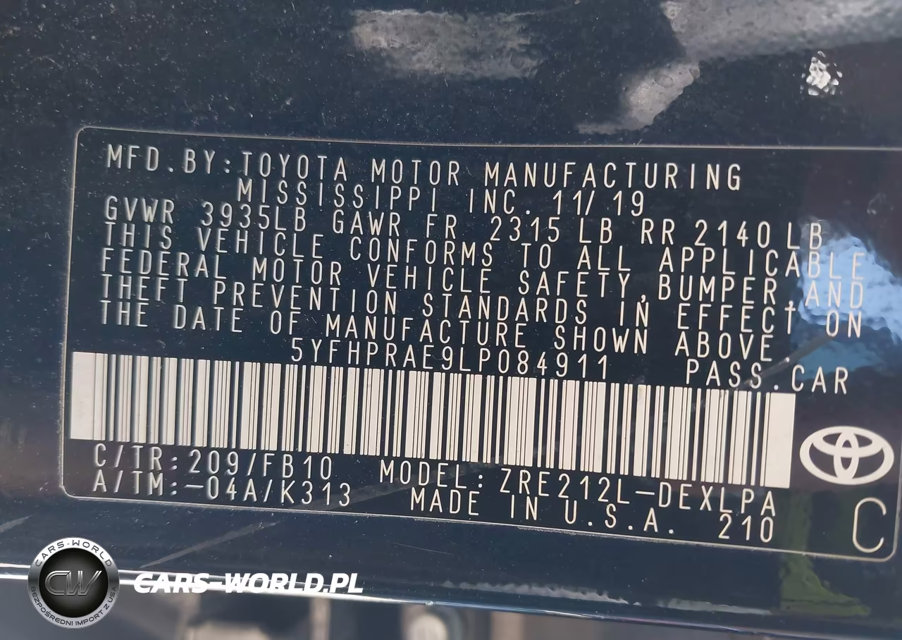 2020 Toyota Corolla Le VIN:5YFHPRAE9LP084911 - 9