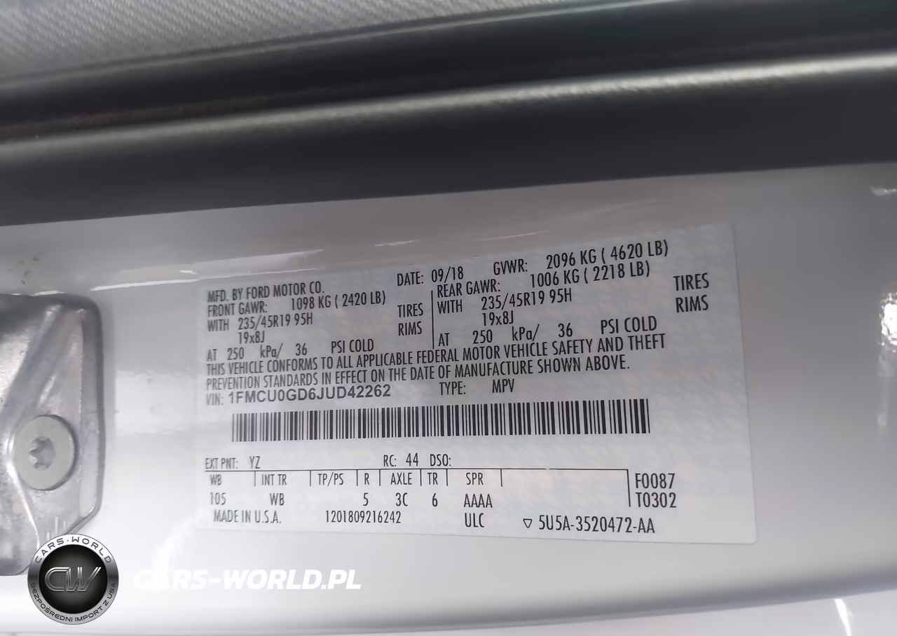 2018 Ford Escape Se VIN:1FMCU0GD6JUD42262 - 9