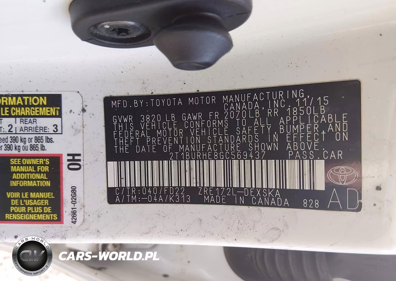 2016 Toyota Corolla S Plus VIN:2T1BURHE8GC569437 - 9