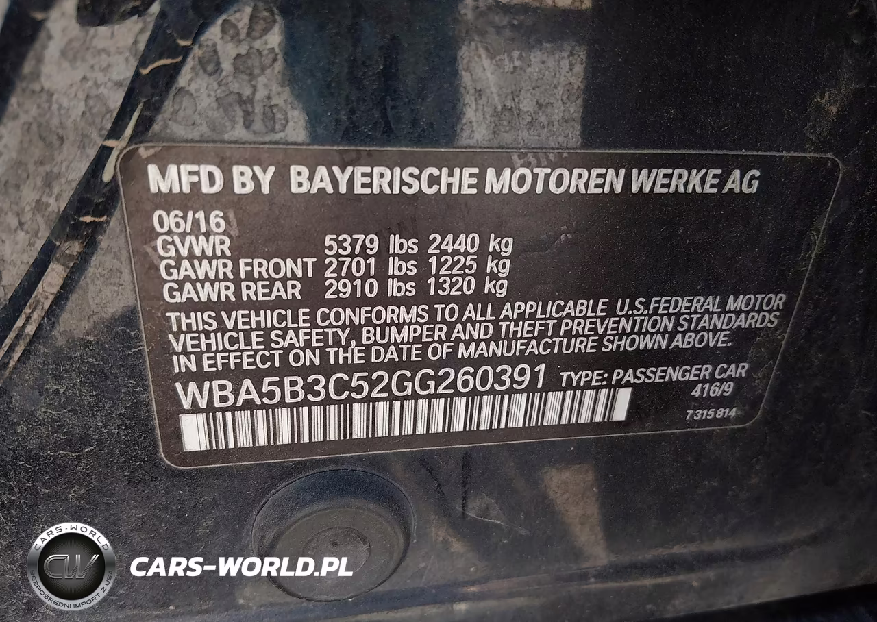 2016 BMW 535I xDrive VIN:WBA5B3C52GG260391 - 9