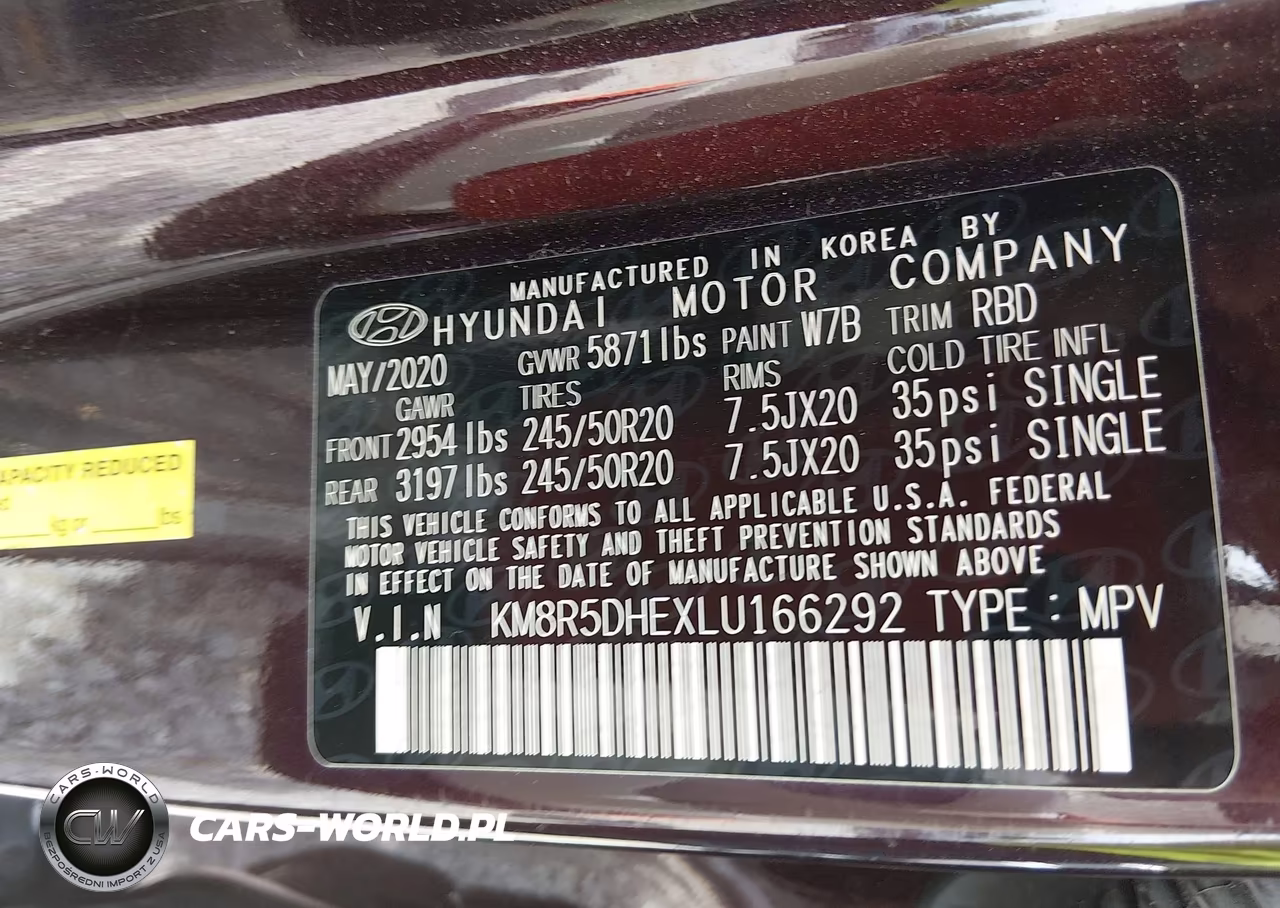 2020 Hyundai Palisade Limited VIN:KM8R5DHEXLU166292 - 9