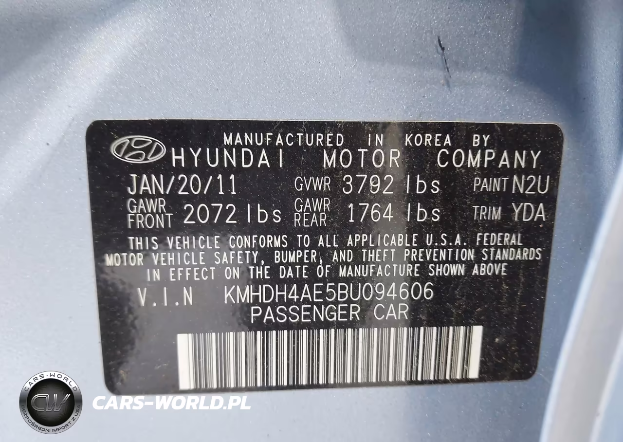 2011 Hyundai Elantra Limited (Ulsan Plant) VIN:KMHDH4AE5BU094606 - 9