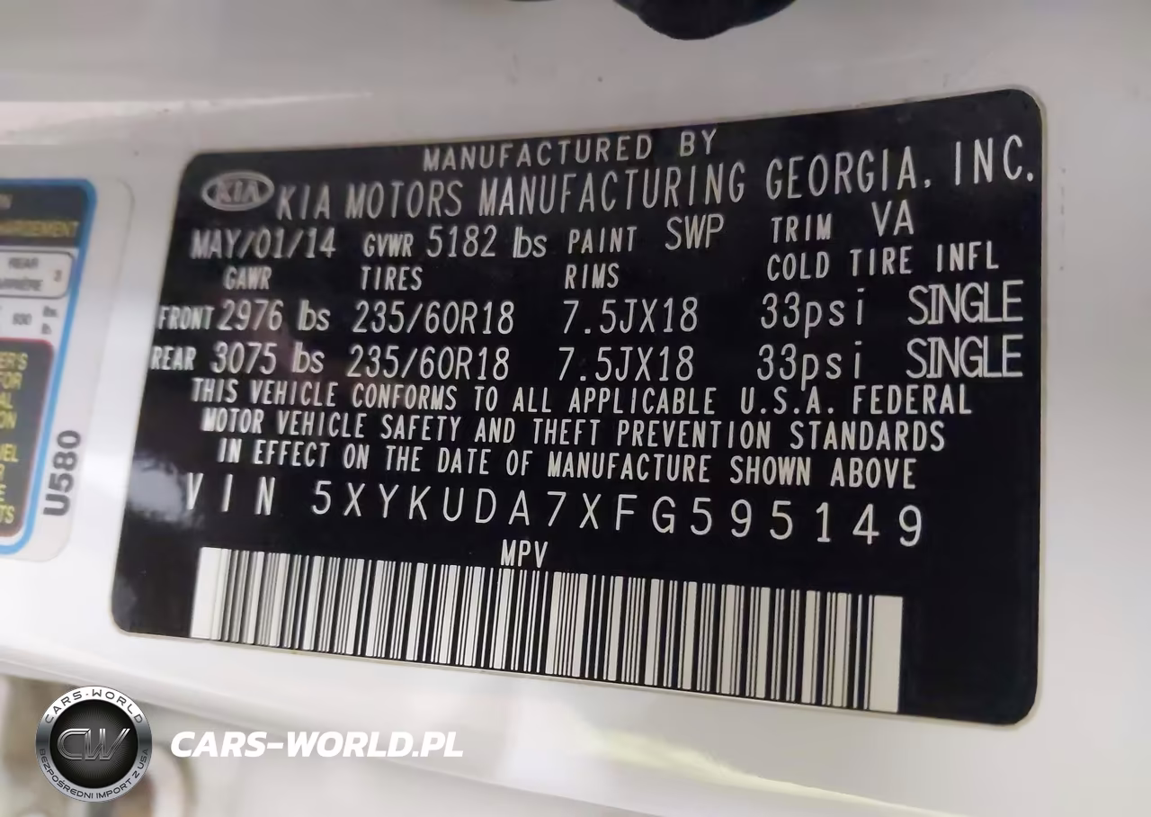 2015 Kia Sorento Ex V6 VIN:5XYKUDA7XFG595149 - 9
