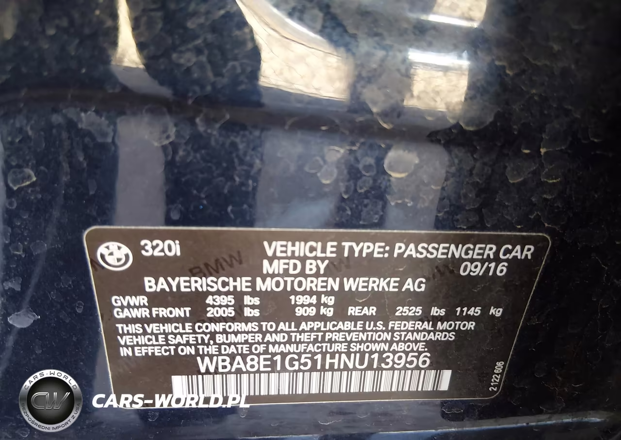 2017 BMW 320I VIN:WBA8E1G51HNU13956 - 9