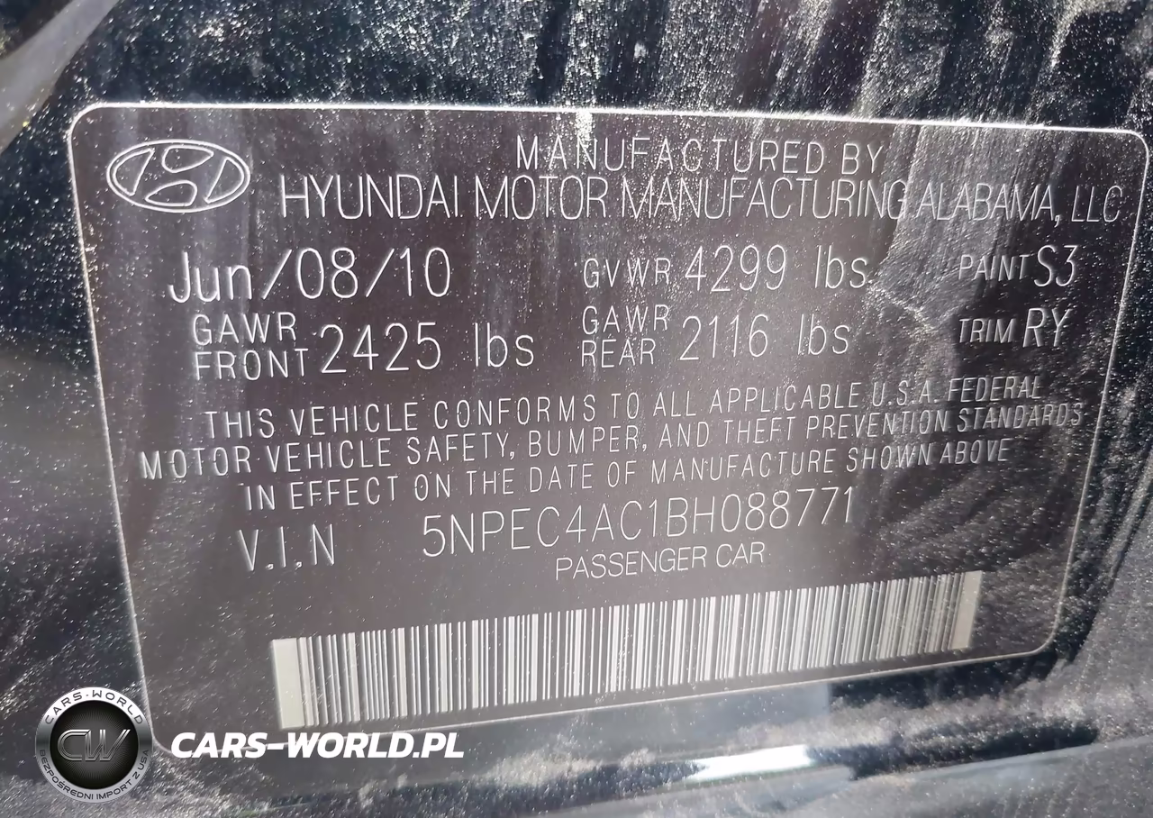 2011 Hyundai Sonata Se VIN:5NPEC4AC1BH088771 - 9