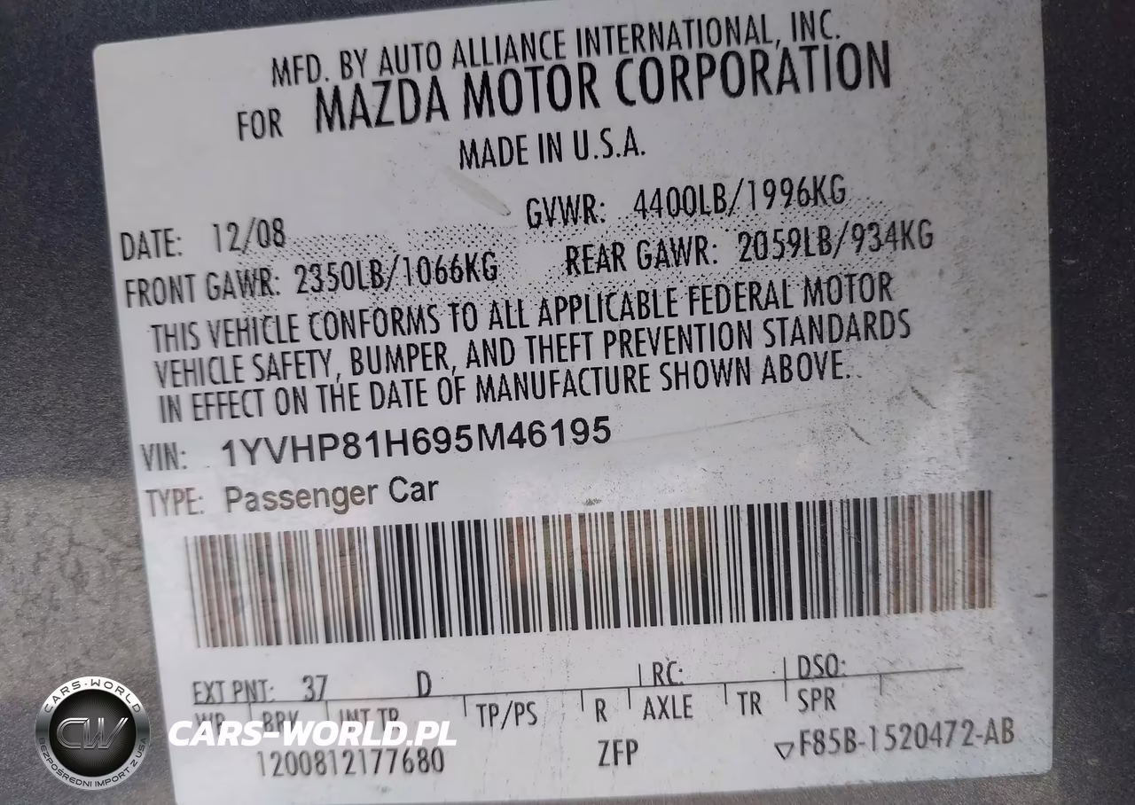 2009 Mazda Mazda6 I Sport VIN:1YVHP81H695M46195 - 9