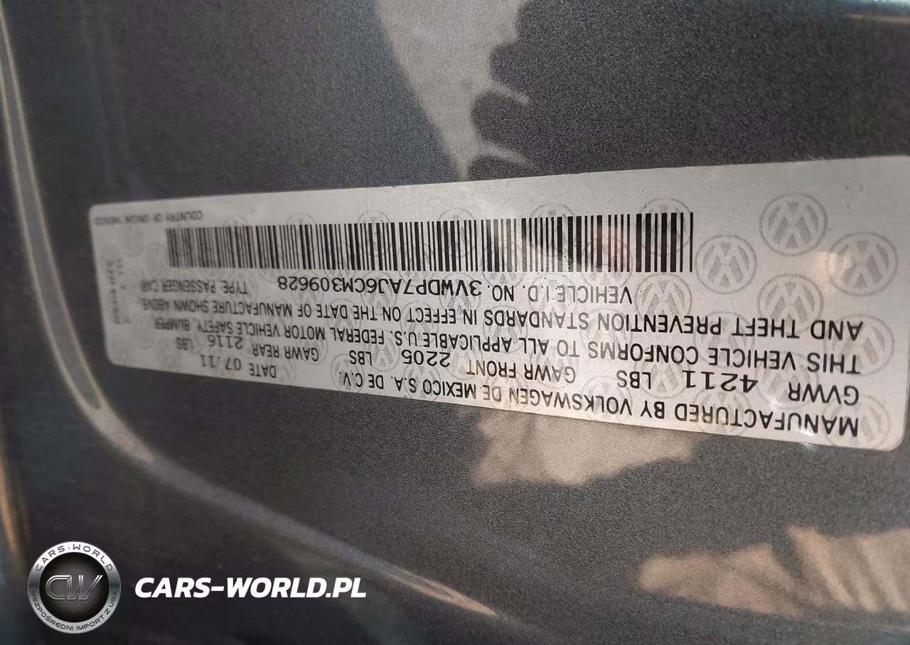 2012 Volkswagen Jetta 2.5L Se VIN:3VWDP7AJ6CM309628 - 9