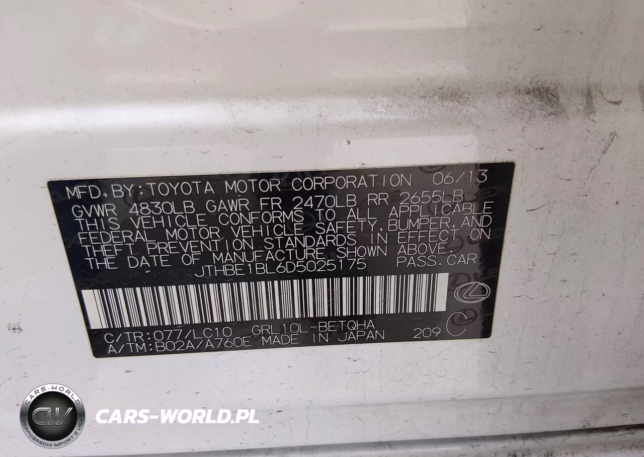 2013 Lexus Gs 350 VIN:JTHBE1BL6D5025175 - 9