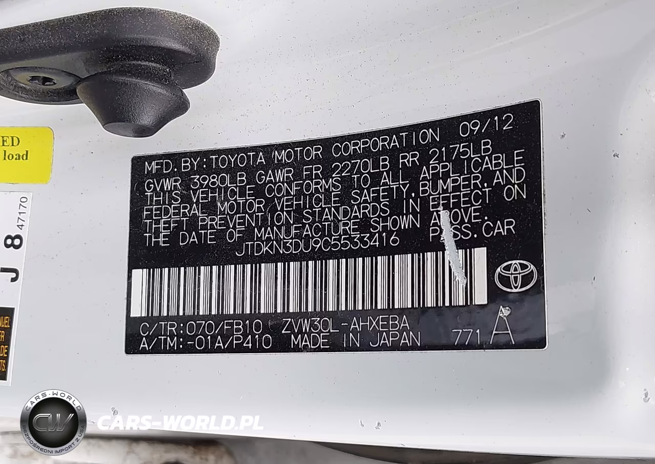 2012 Toyota Prius Two VIN:JTDKN3DU9C5533416 - 9