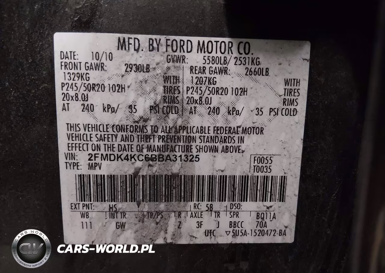 2011 Ford Edge Limited VIN:2FMDK4KC6BBA31325 - 9