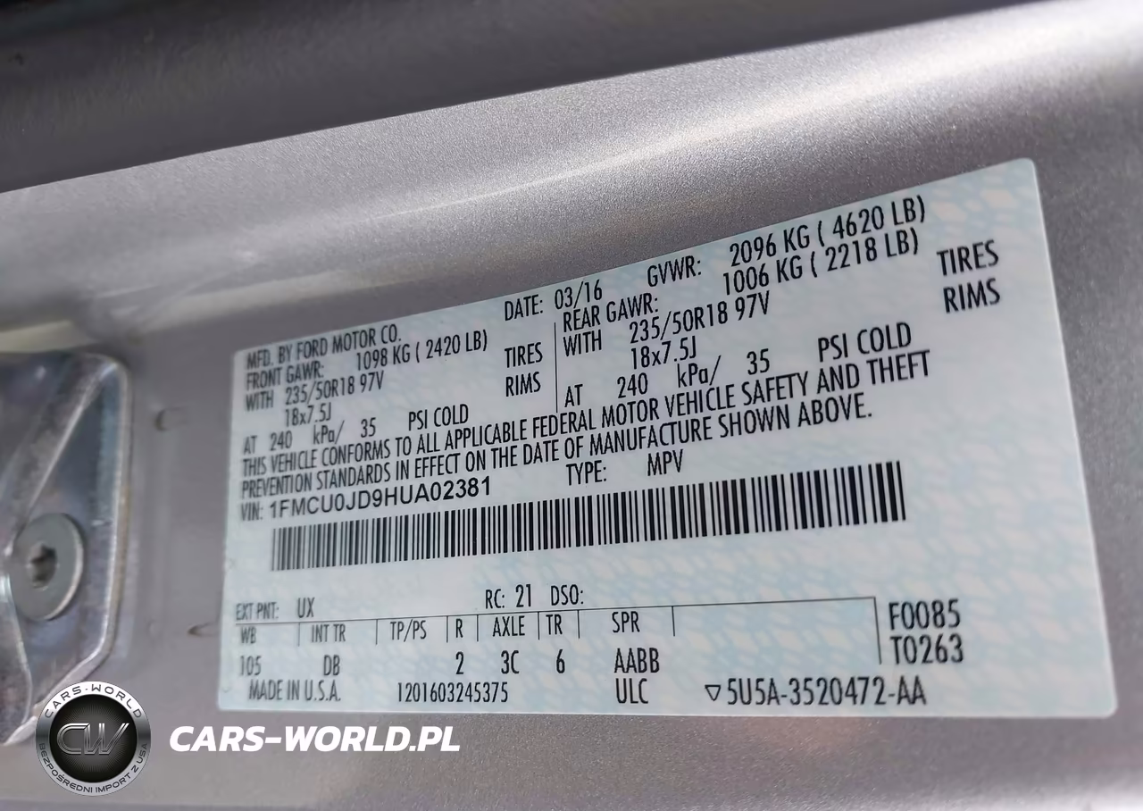 2017 Ford Escape Titanium VIN:1FMCU0JD9HUA02381 - 9