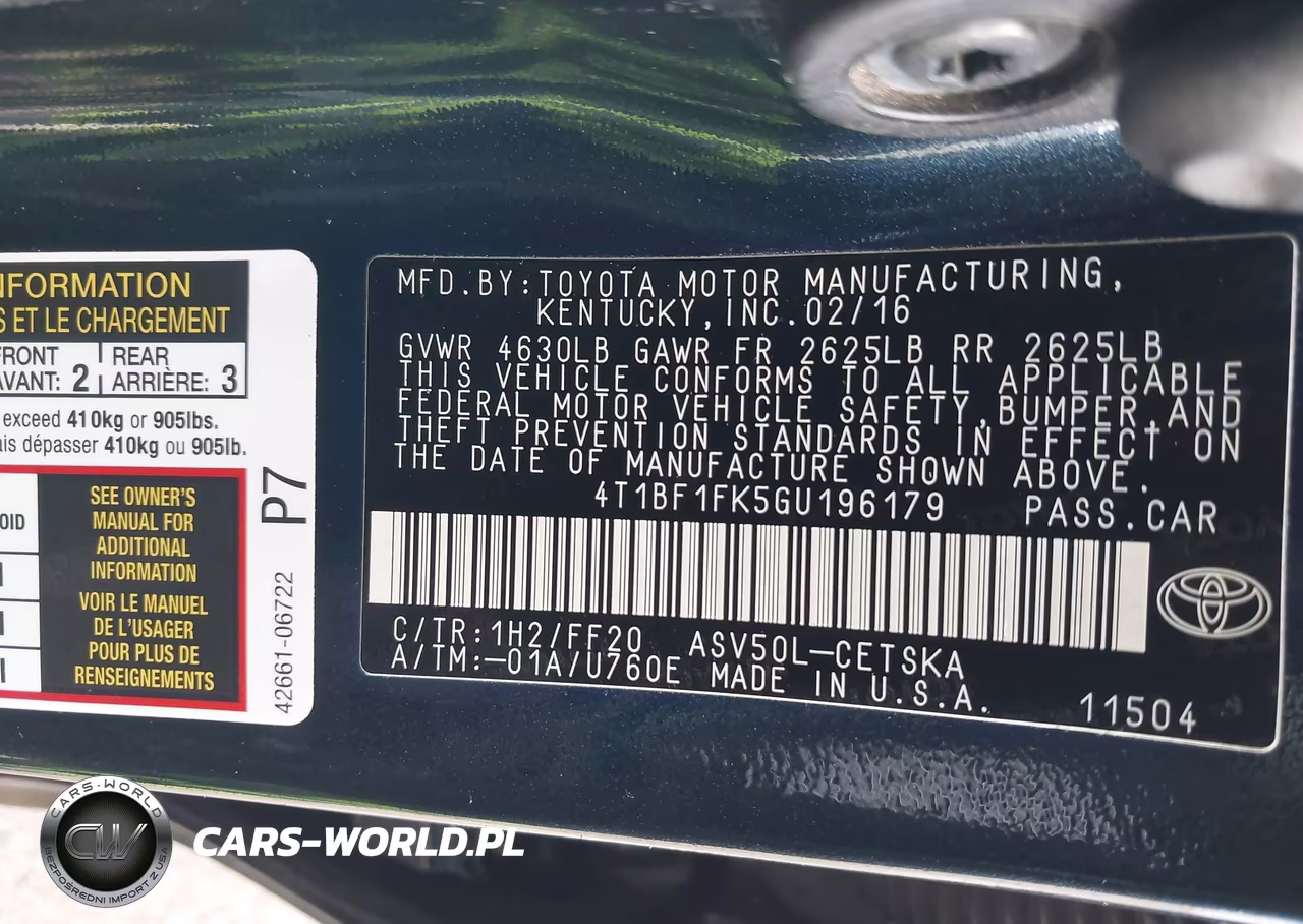 2016 Toyota Camry Se VIN:4T1BF1FK5GU196179 - 9
