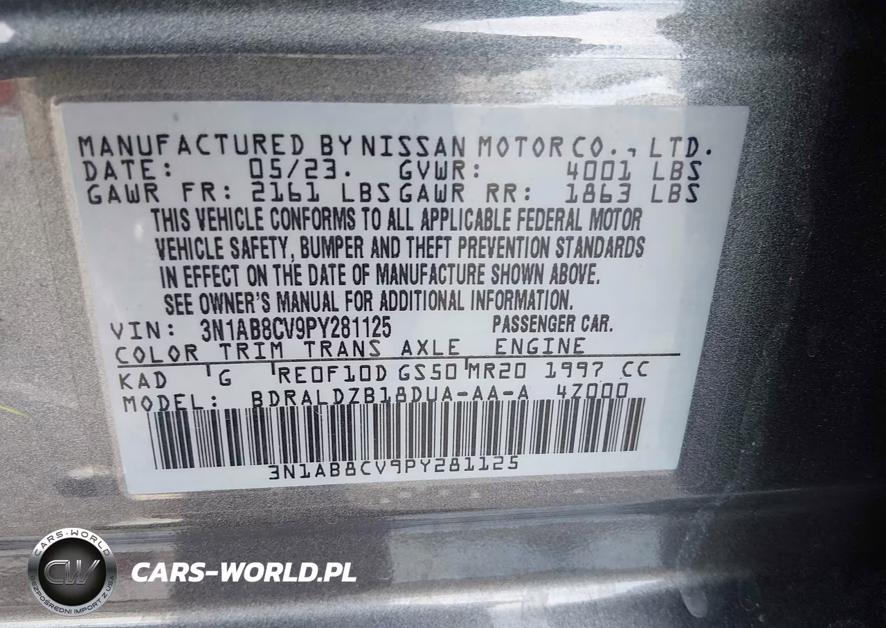 2023 Nissan Sentra Sv Xtronic Cvt VIN:3N1AB8CV9PY281125 - 9
