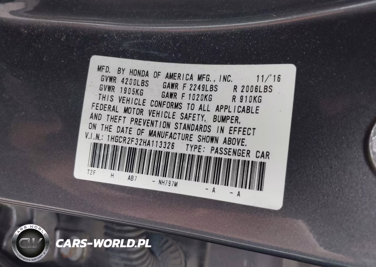 2017 Honda Accord Lx VIN:1HGCR2F32HA113326 - 9