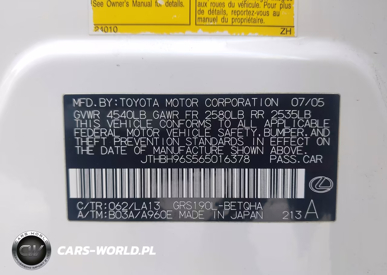 2006 Lexus Gs 300 VIN:JTHBH96S565016378 - 9