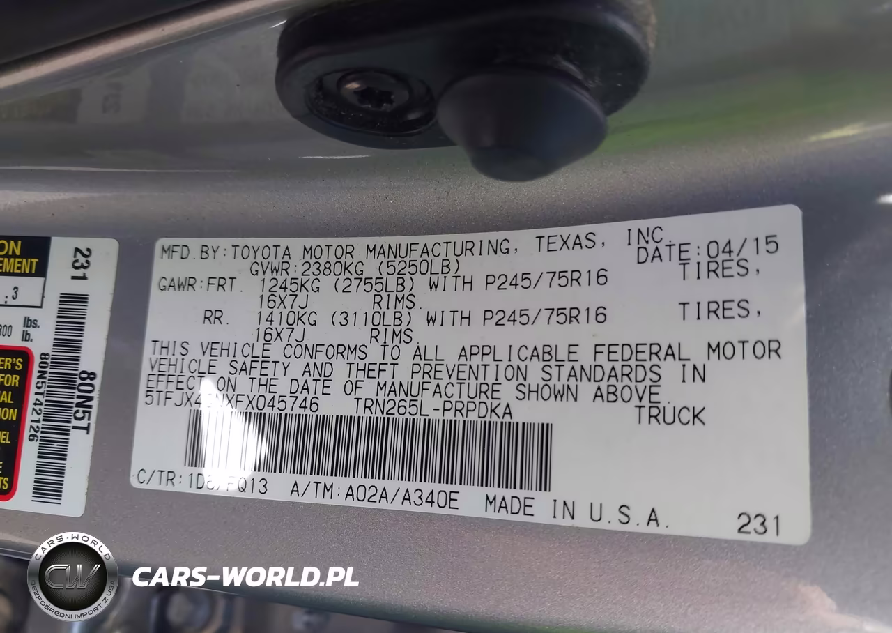2015 Toyota Tacoma Prerunner VIN:5TFJX4GNXFX045746 - 9