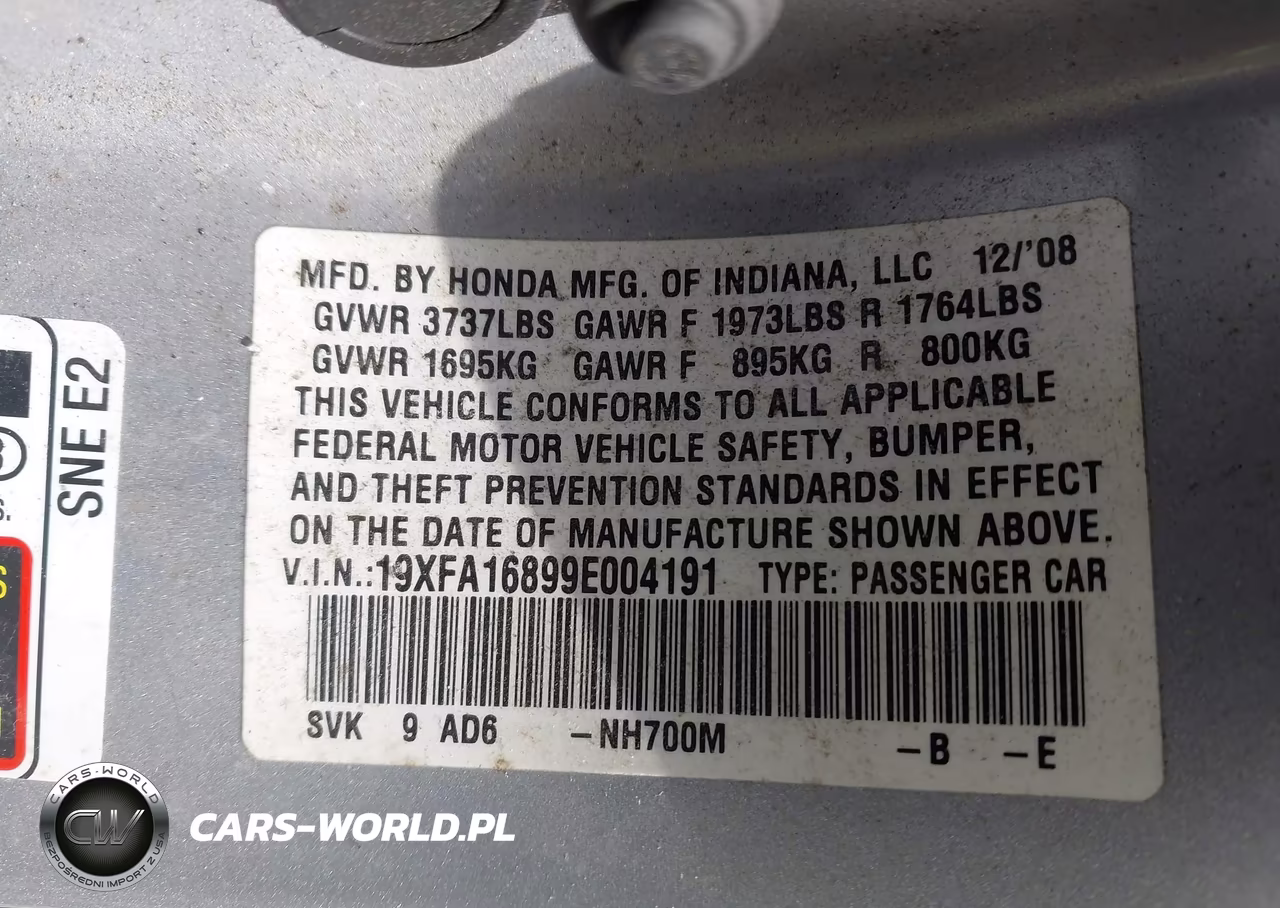 2009 Honda Civic Ex VIN:19XFA16899E004191 - 9