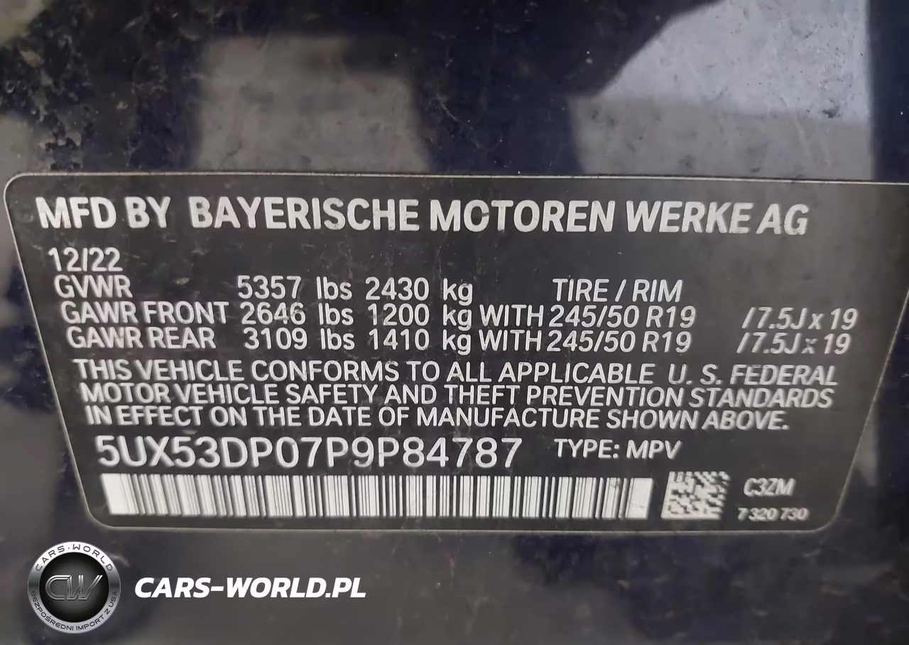 2023 BMW X3 xDrive30I VIN:5UX53DP07P9P84787 - 9