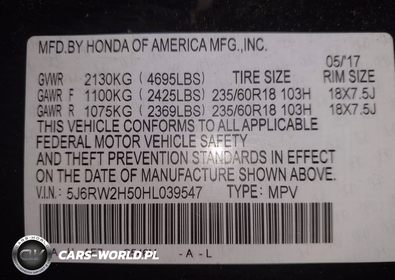 2017 Honda Cr-V Ex VIN:5J6RW2H50HL039547 - 9