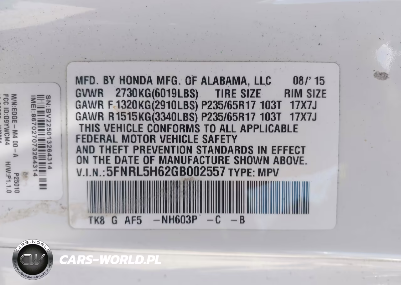 2016 Honda Odyssey Ex-L VIN:5FNRL5H62GB002557 - 9