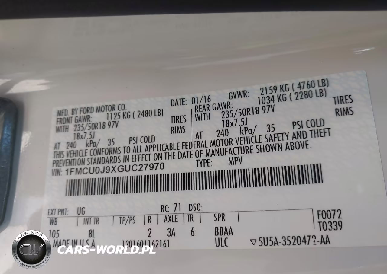 2016 Ford Escape Titanium VIN:1FMCU0J9XGUC27970 - 9