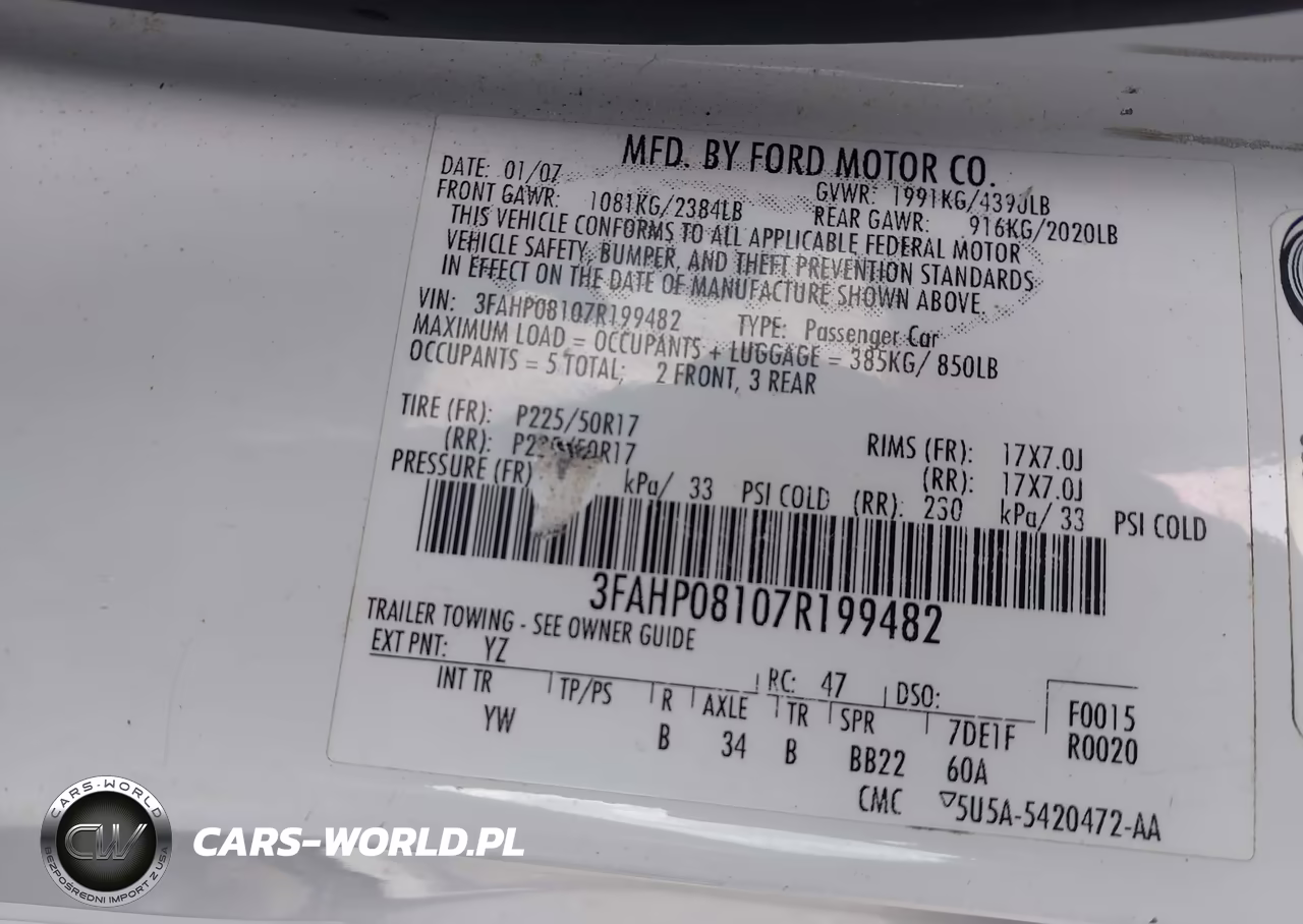 2007 Ford Fusion Sel VIN:3FAHP08107R199482 - 9