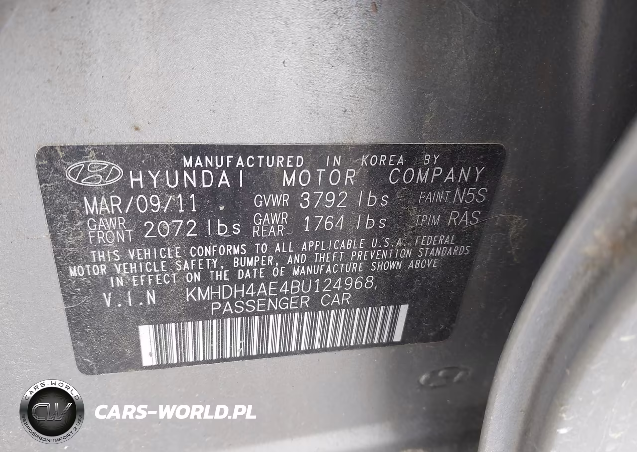 2011 Hyundai Elantra Gls (Ulsan Plant) VIN:KMHDH4AE4BU124968 - 9
