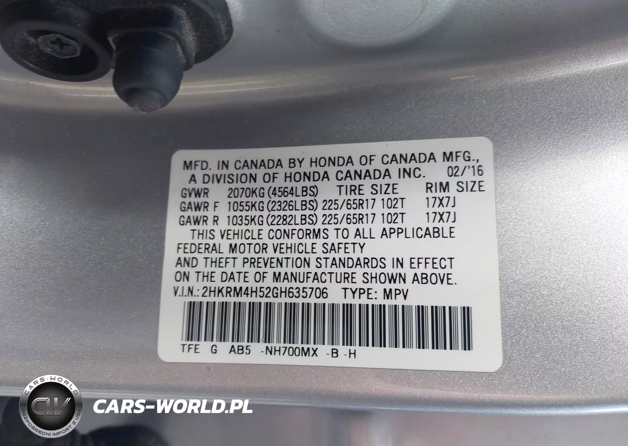 2016 Honda Cr-V Ex VIN:2HKRM4H52GH635706 - 9
