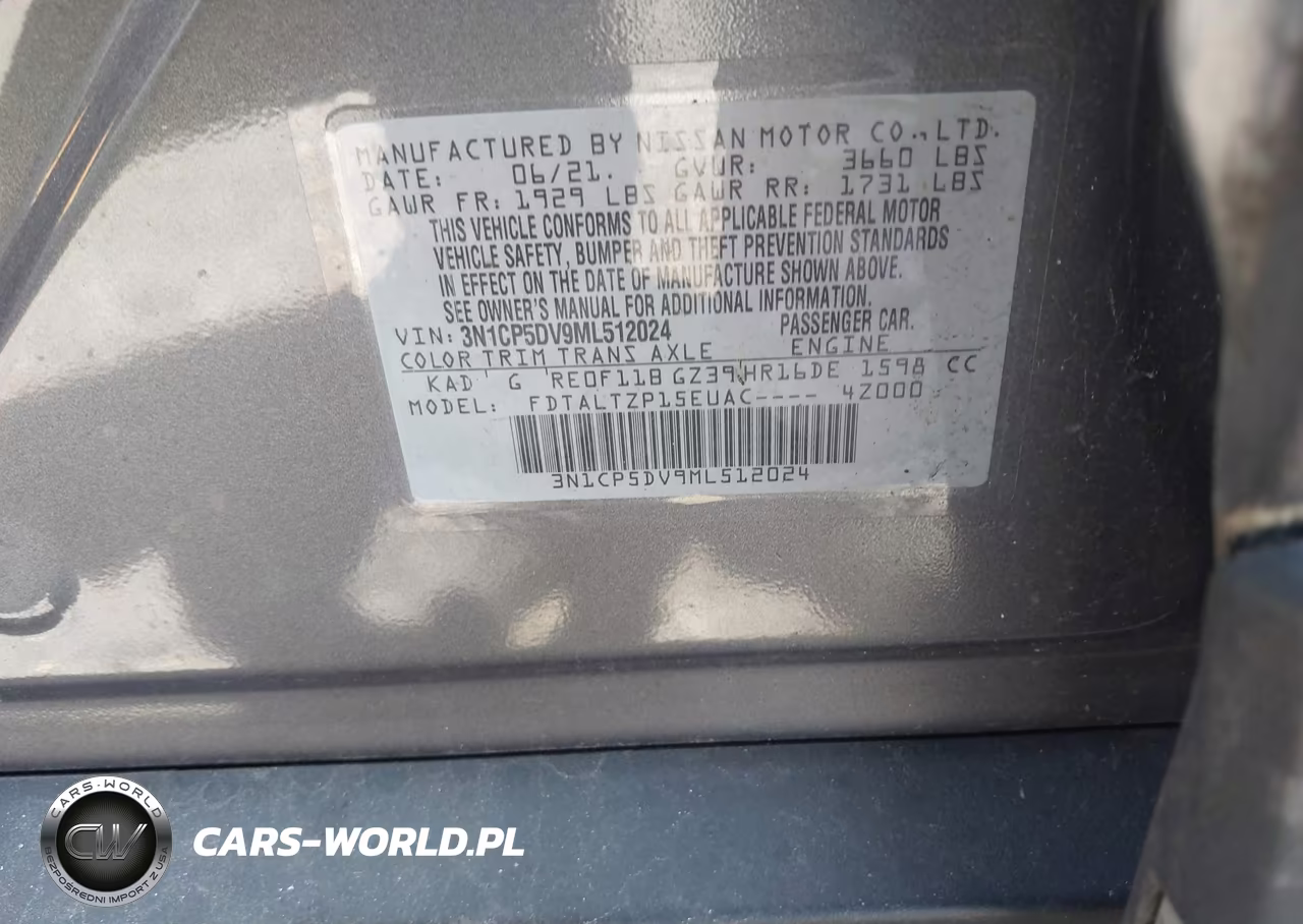 2021 Nissan Kicks Sr Xtronic Cvt VIN:3N1CP5DV9ML512024 - 9
