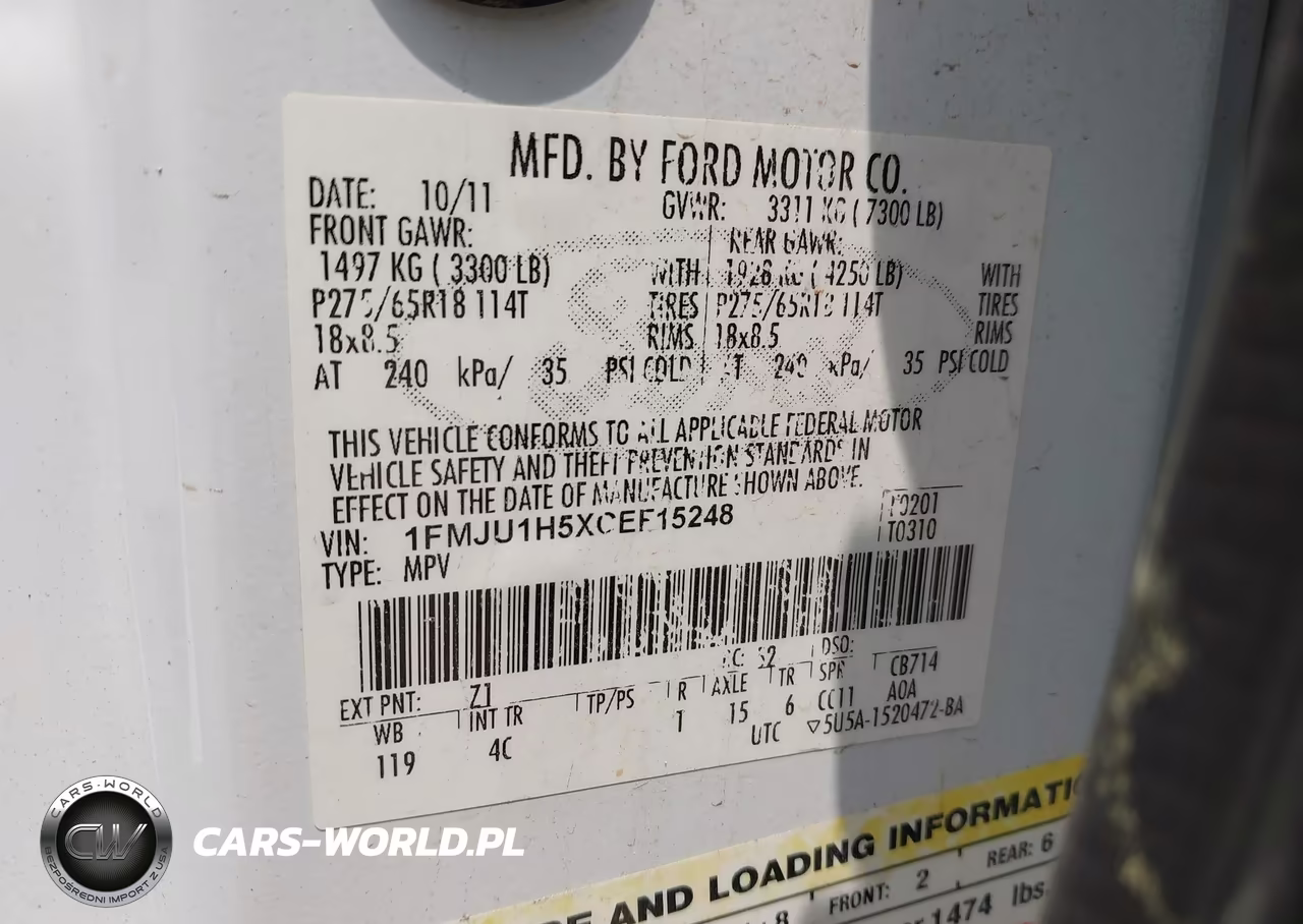 2012 Ford Expedition Xlt VIN:1FMJU1H5XCEF15248 - 9