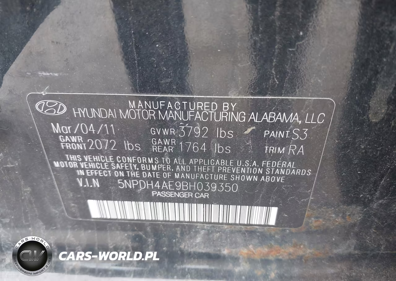2011 Hyundai Elantra Gls VIN:5NPDH4AE9BH039350 - 9