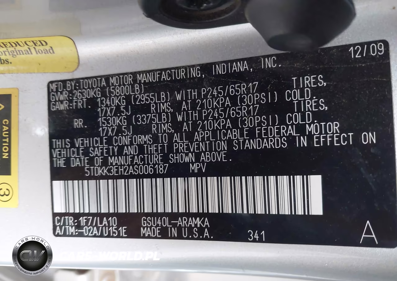 2010 Toyota Highlander Se V6 VIN:5TDKK3EH2AS006187 - 9