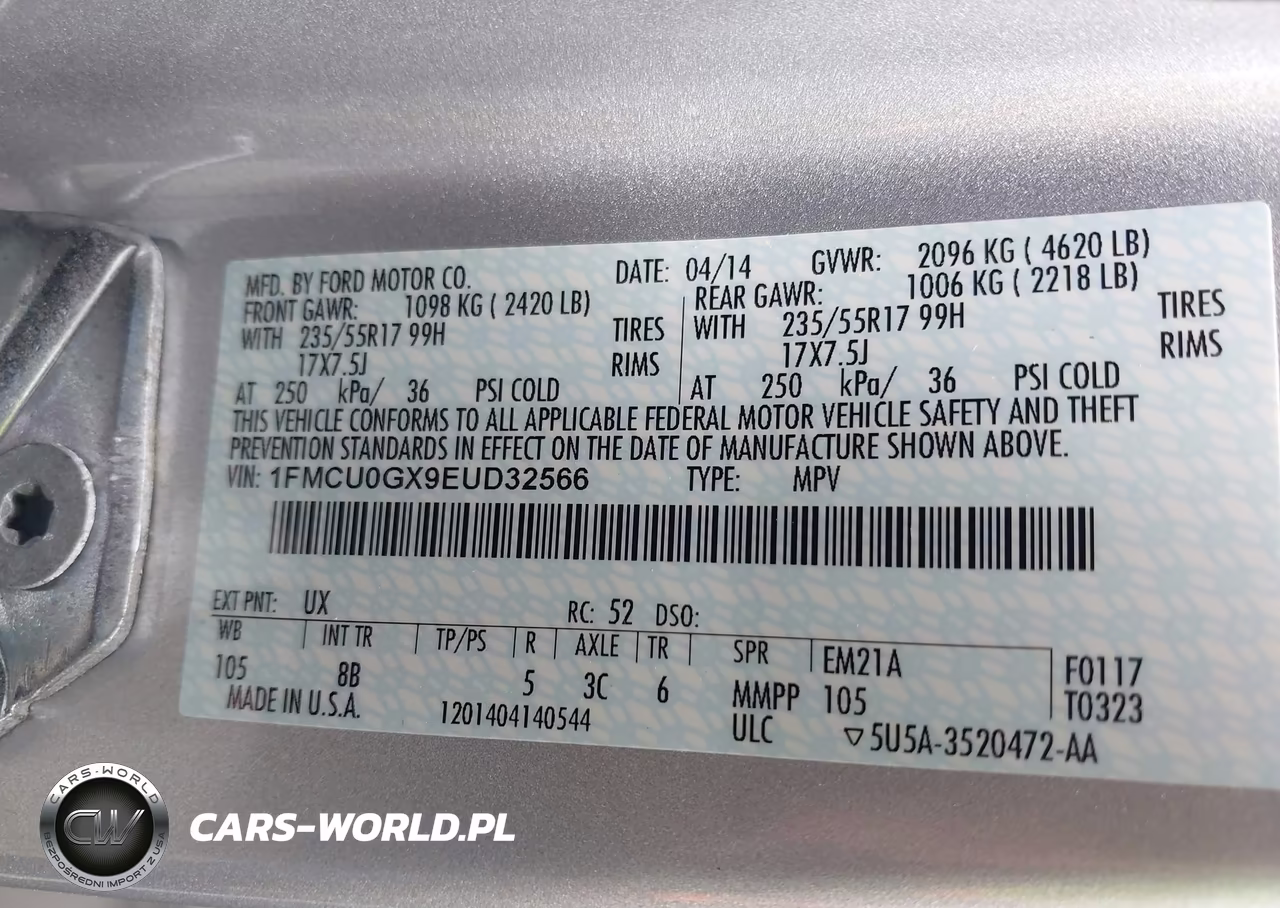 2014 Ford Escape Se VIN:1FMCU0GX9EUD32566 - 9