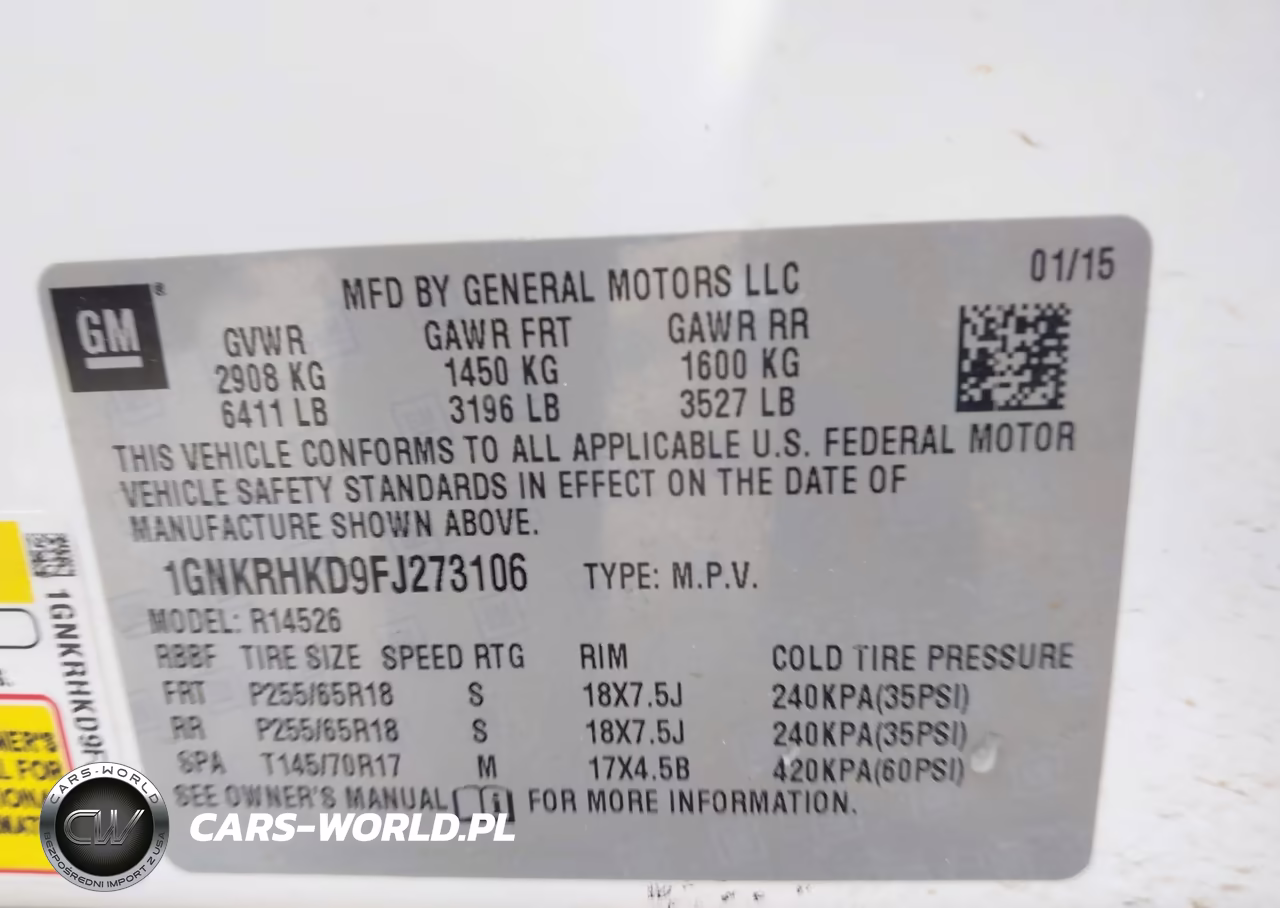 2015 Chevrolet Traverse 2Lt VIN:1GNKRHKD9FJ273106 - 9
