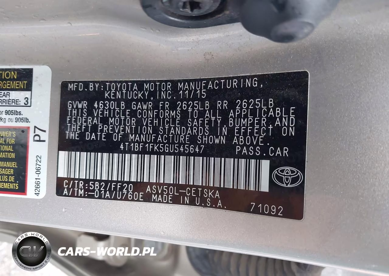 2016 Toyota Camry Se VIN:4T1BF1FK5GU545647 - 9