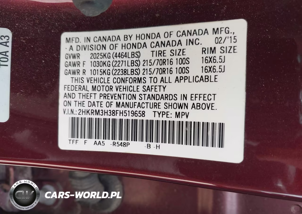 2015 Honda Cr-V Lx VIN:2HKRM3H38FH519658 - 9