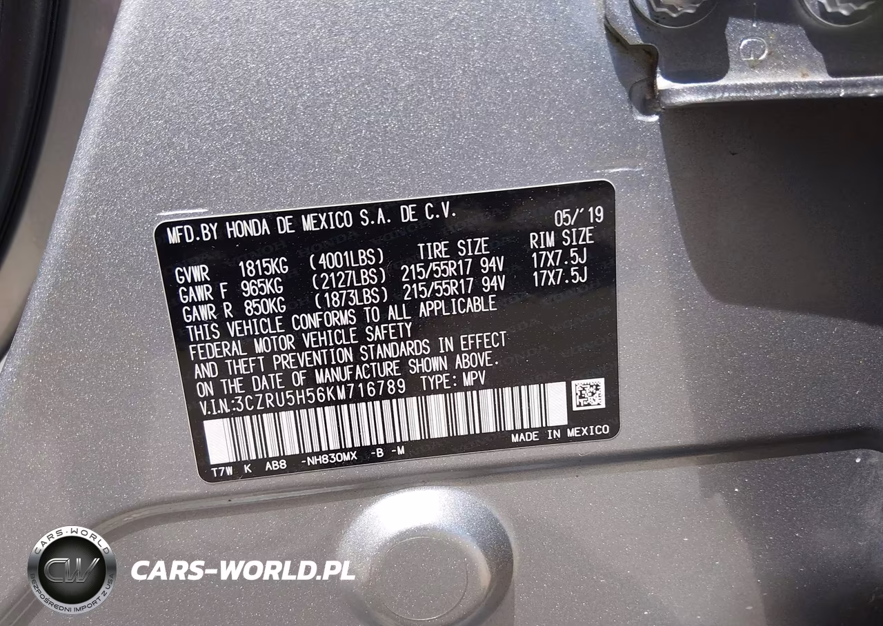 2019 Honda Hr-V Ex VIN:3CZRU5H56KM716789 - 9