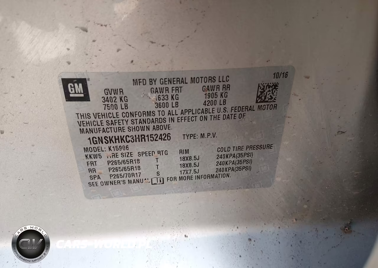 2017 Chevrolet Suburban Lt VIN:1GNSKHKC3HR152426 - 9