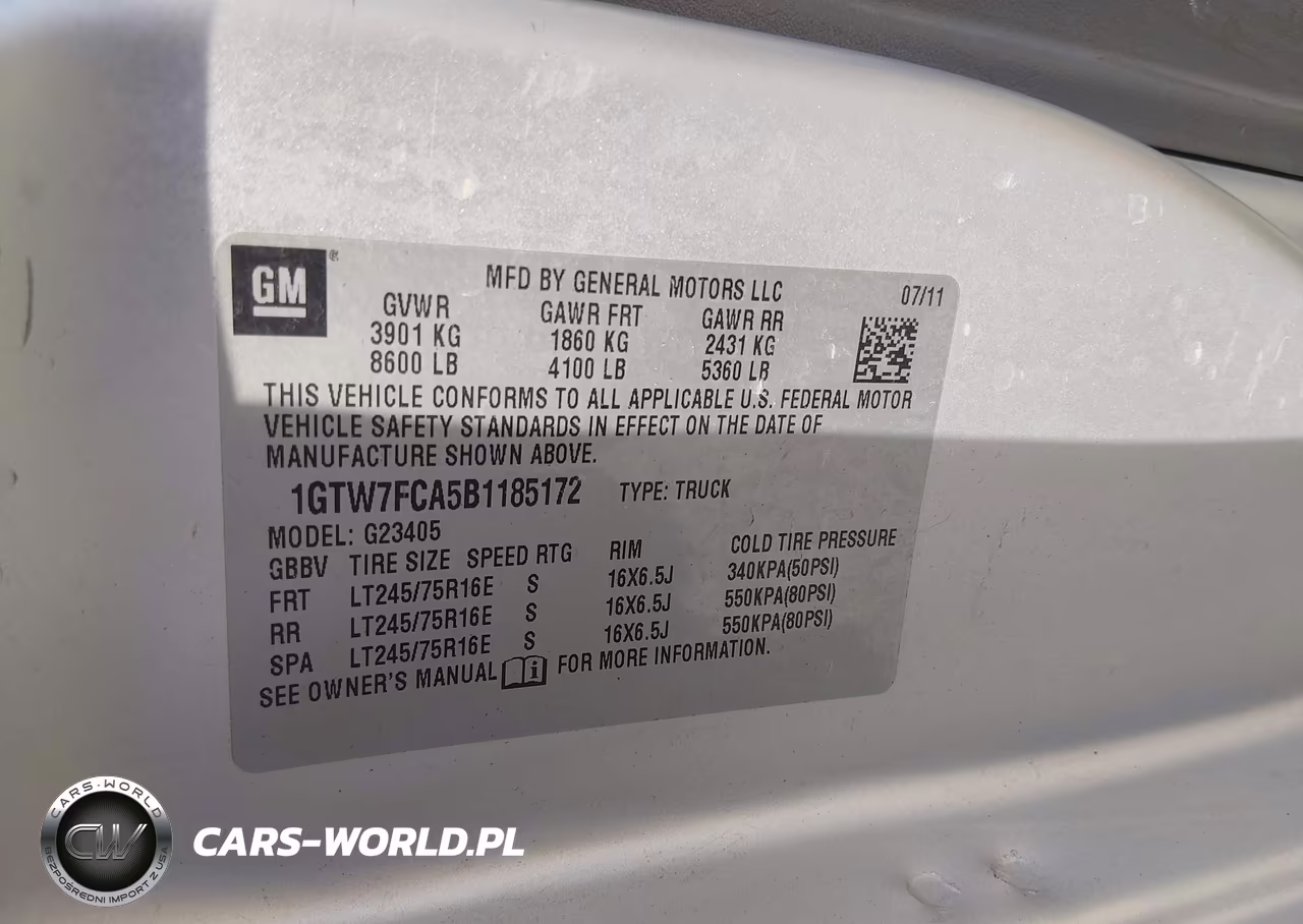 2011 GMC Savana 2500 Work Van VIN:1GTW7FCA5B1185172 - 9