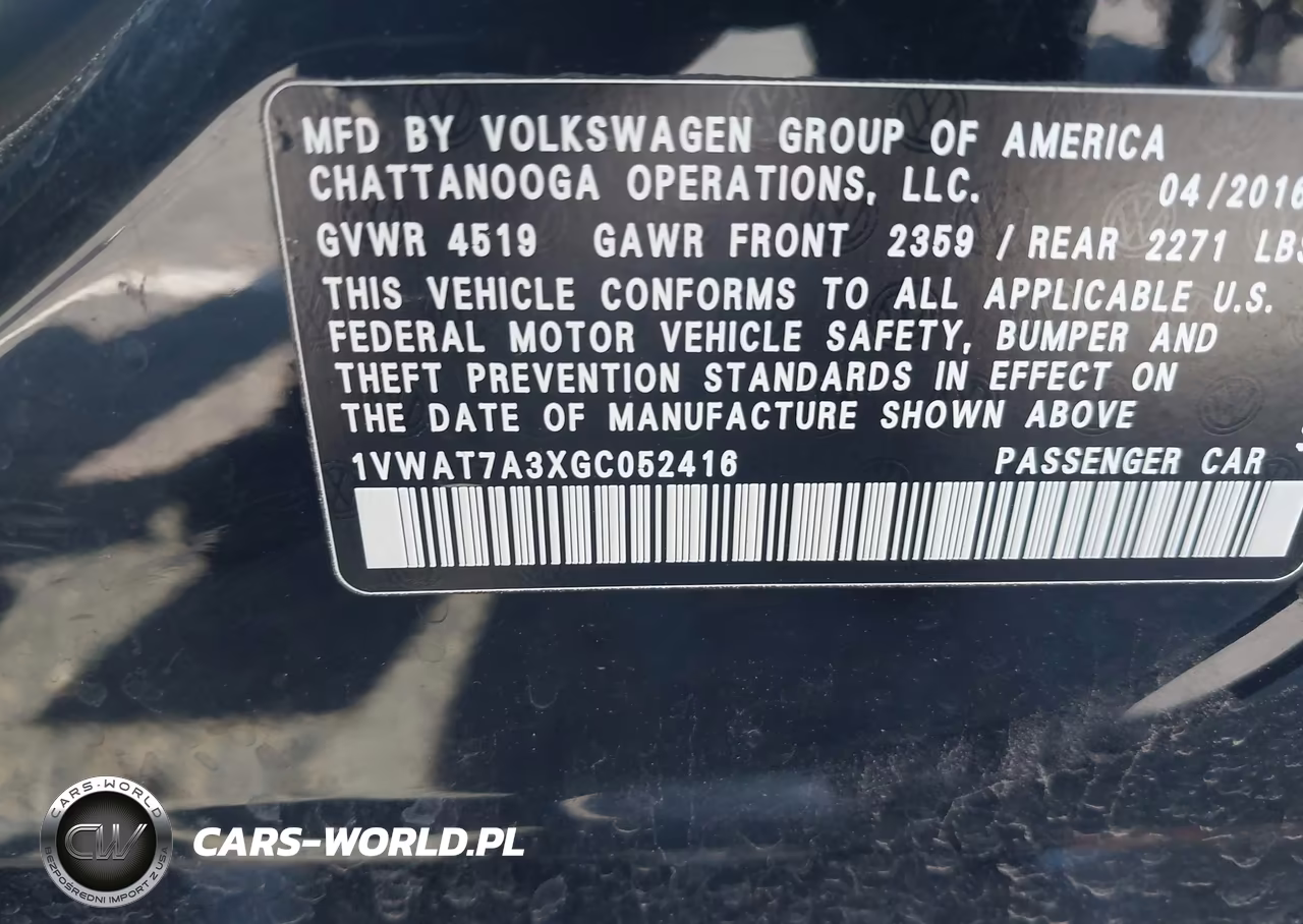 2016 Volkswagen Passat 1.8T R-Line VIN:1VWAT7A3XGC052416 - 9