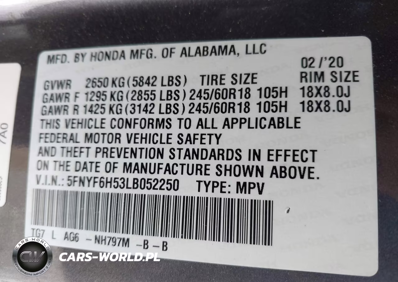2020 Honda Pilot Awd Ex-L VIN:5FNYF6H53LB052250 - 9