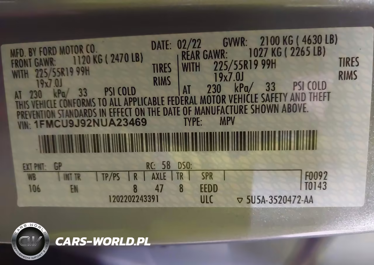 2022 Ford Escape Titanium VIN:1FMCU9J92NUA23469 - 9